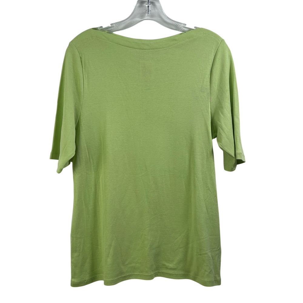 Charter Club Luxury Woman Pima Cotton Boat Neck Top Green 0X 50719EA154